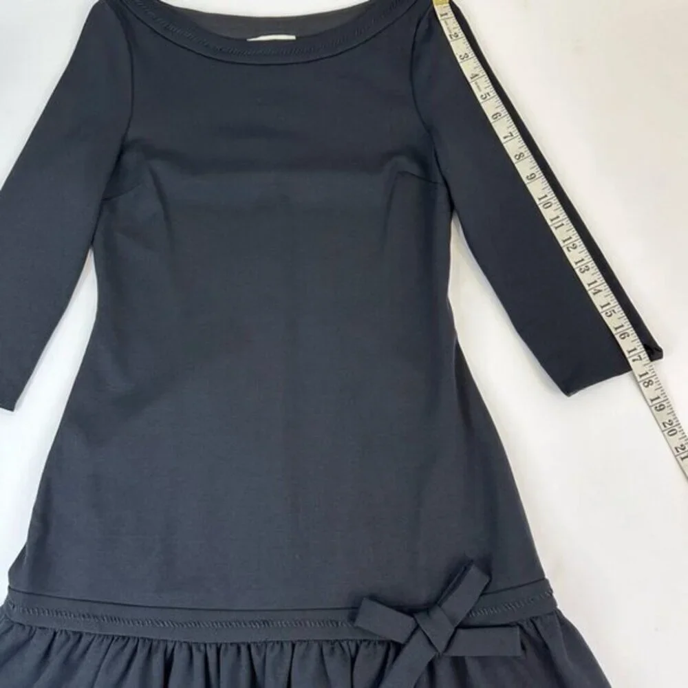 Kate Spade New York Arlen Ponte Dress Black 3/4 Sleeve Bow Drop Waist Size 2 NEW